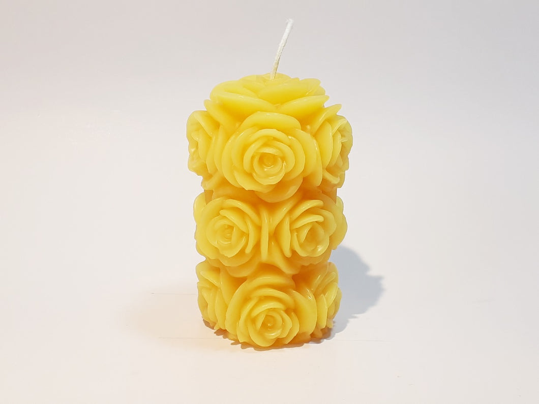 Beeswax rose pillar candle