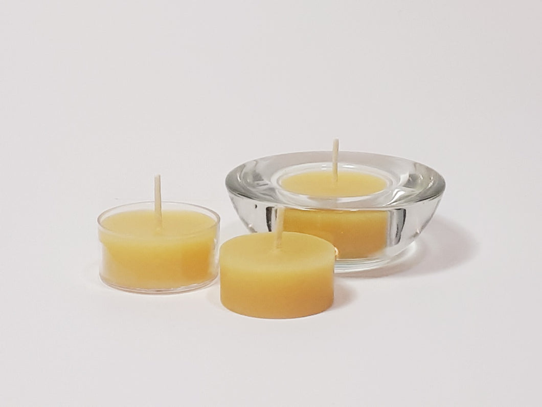 Beeswax tea light candles with cup